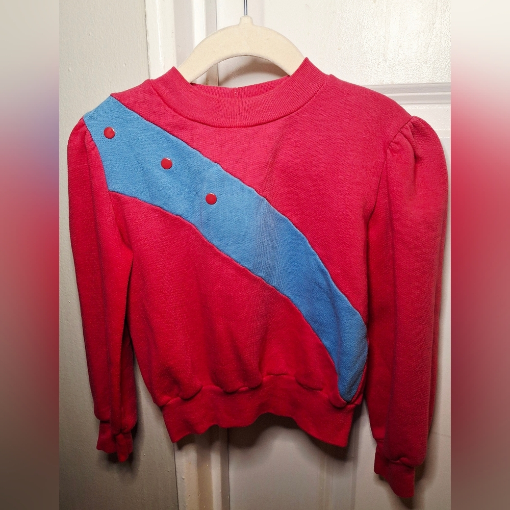 🇨🇦 Vintage 80s Cute Button Colorblock Sweatshirt Made in Canada (6)